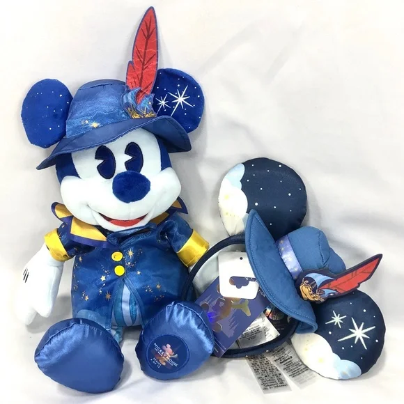 Disney 50th Anniversary Main Attraction Peter Pan Flight Mickey Plush & Ears Set - Picture 2 of 8